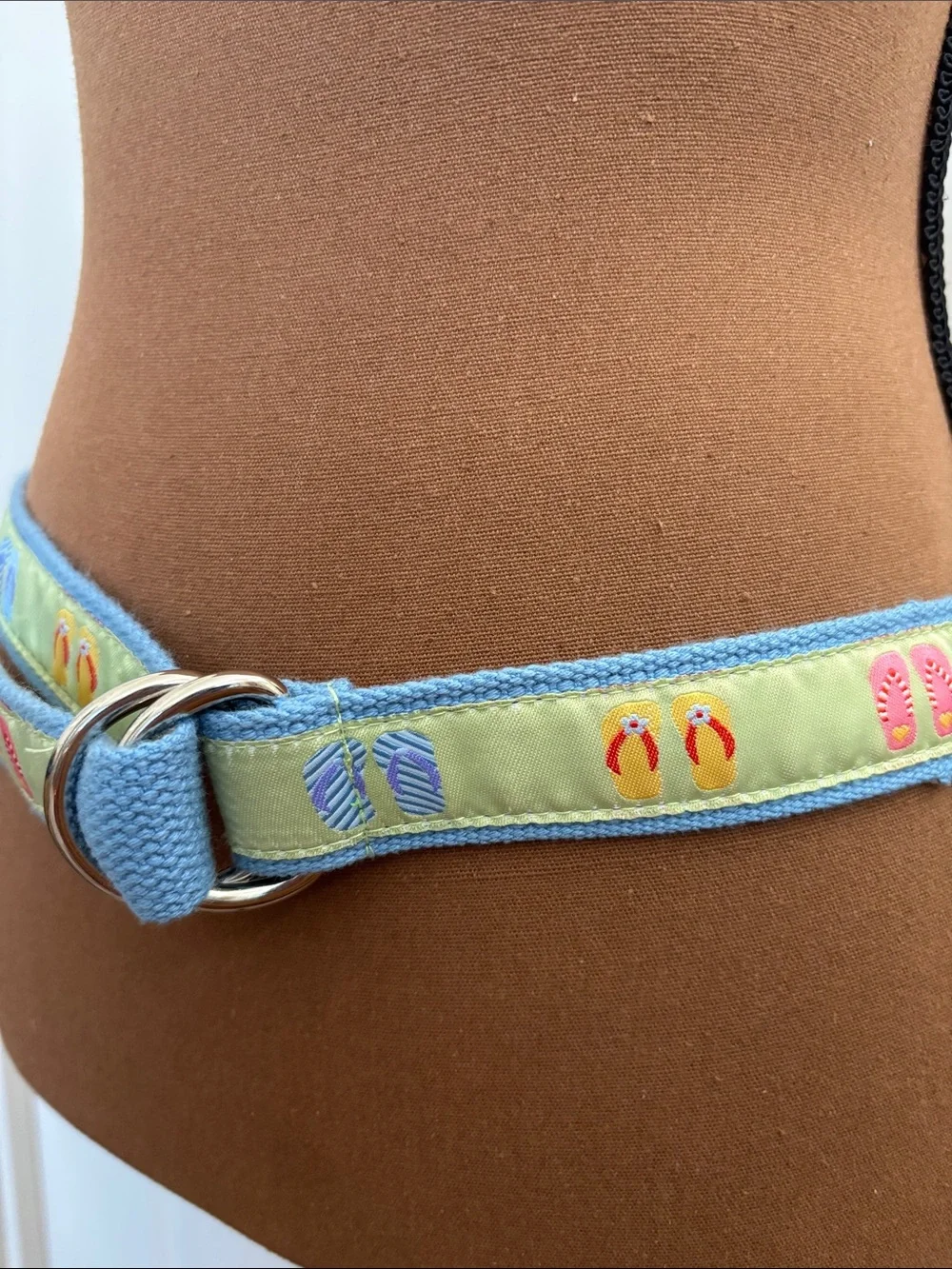 Vintage Flip Flop Beach Theme‎ Adjustable Belt Preppy Coastal 80s Liz Claiborne